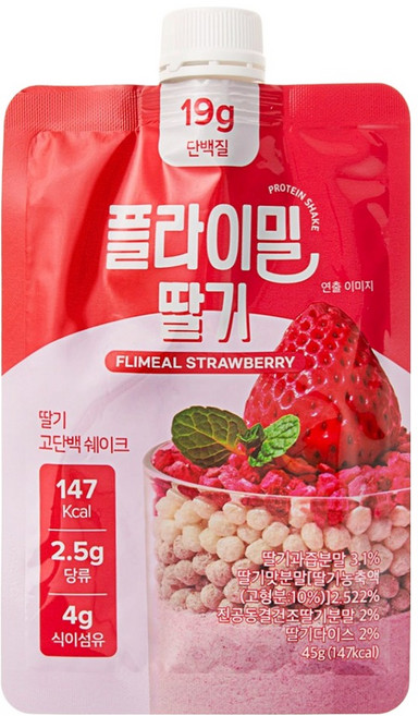플라이밀 단백질 쉐이크 파우치 딸기 7p, 315g, 1개