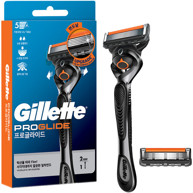 질레트 정품 프로글라이드 매뉴얼 핸들 + 면도날 2p 세트, 1세트