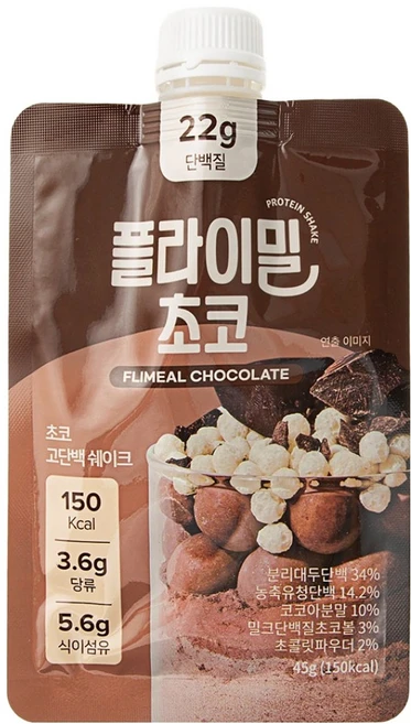 플라이밀 단백질 쉐이크 파우치 초코 7p, 45g, 7개 - 쿠팡