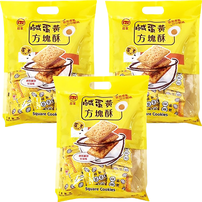 莊家 錦泰昌鹹蛋黃方塊酥 蛋素者可食用 在地新鮮蛋黃 新口味, 230g, 3袋