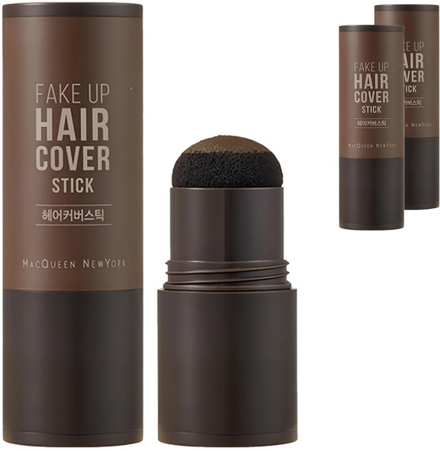 맥퀸뉴욕 페이크 업 헤어 커버 스틱 2.5g, 다크브라운, 3개