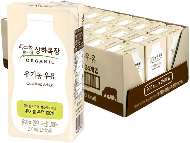 상하목장 유기농 우유, 200ml, 24개