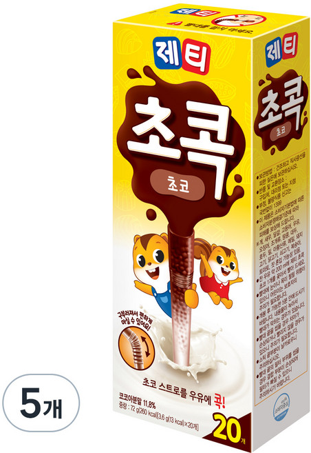 제티 초콕 초코렛맛, 3.6g, 20개입, 5개