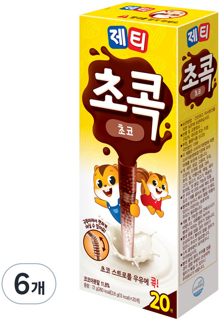 제티 초콕 초코렛맛, 3.6g, 20개입, 6개