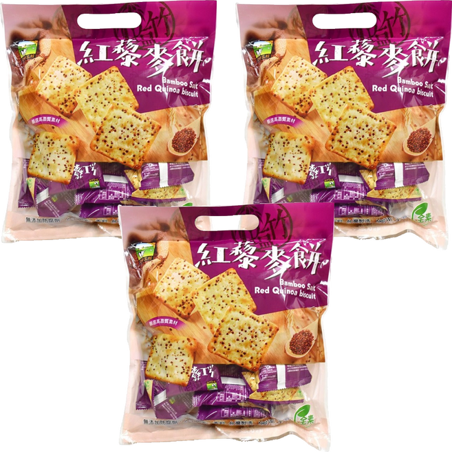 食材工坊 竹鹽紅藜麥餅, 320g, 3袋