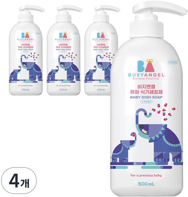 비지엔젤 고농축 아기 주방세제 젖병세정제, 500ml, 4개