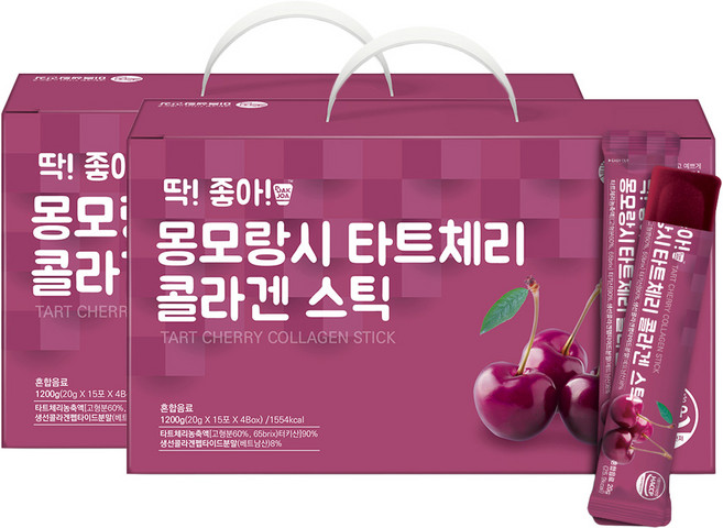 미쁨생활건강 딱 좋아 몽모랑시 타트체리 콜라겐 젤리 스틱, 1.2kg, 2개