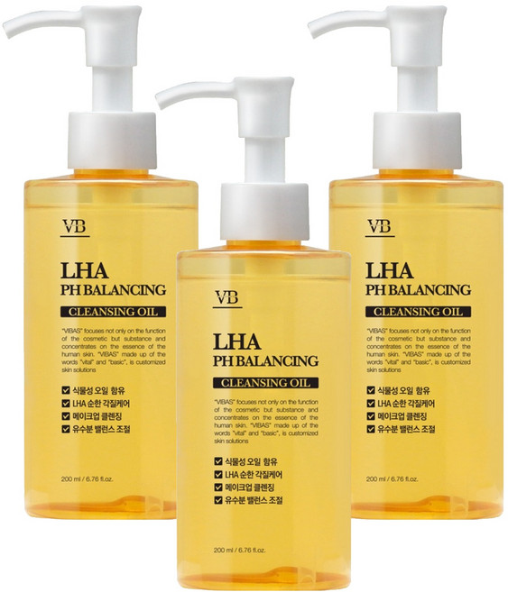 VIBAS LHA 弱酸性平衡卸妝油, 200ml, 3個