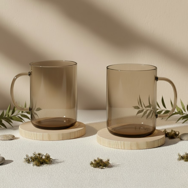 리빙메이트 트라이탄컵 손잡이형 410ml, 스모그, 2개