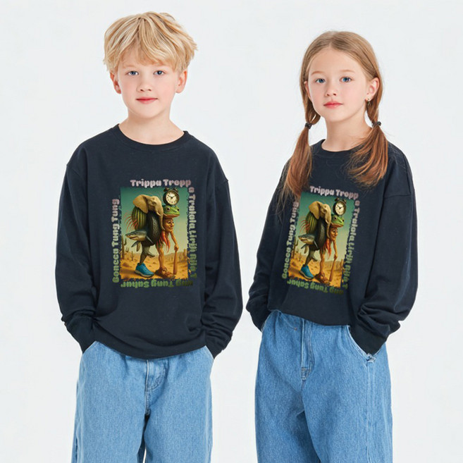 Golden Rabbit Italian Brainrot 親子長袖T恤 Tripa Crocodina