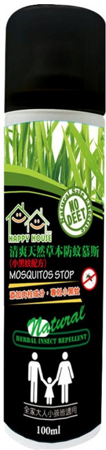 HAPPY HOUSE 快樂屋 清爽草本防蚊噴霧慕斯 小黑蚊配方, 100ml, 1瓶