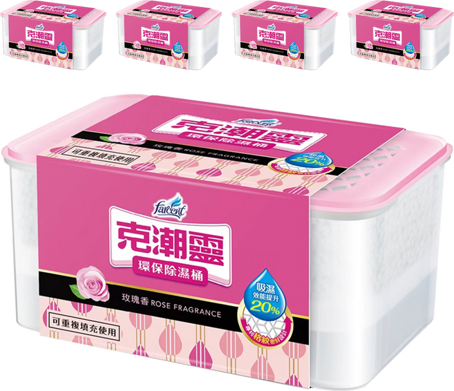 farcent 花仙子 克潮靈 環保除濕桶 玫瑰香, 350g, 5個