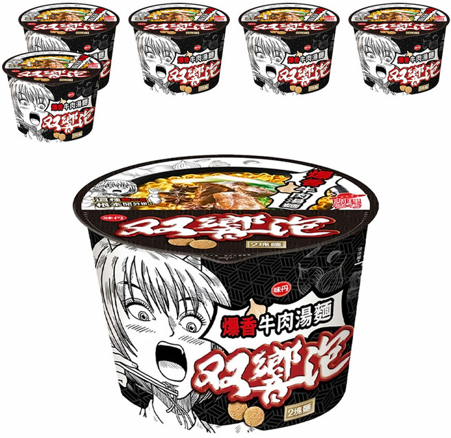 味丹 双響泡 爆香牛肉湯麵 109g, 6入