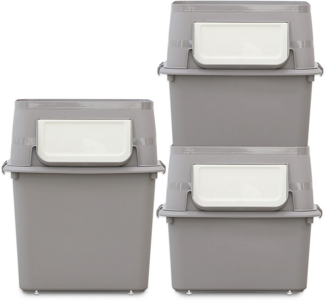 리빙스마일 탱크 분리수거함 중형 2p + 대형, 브라운