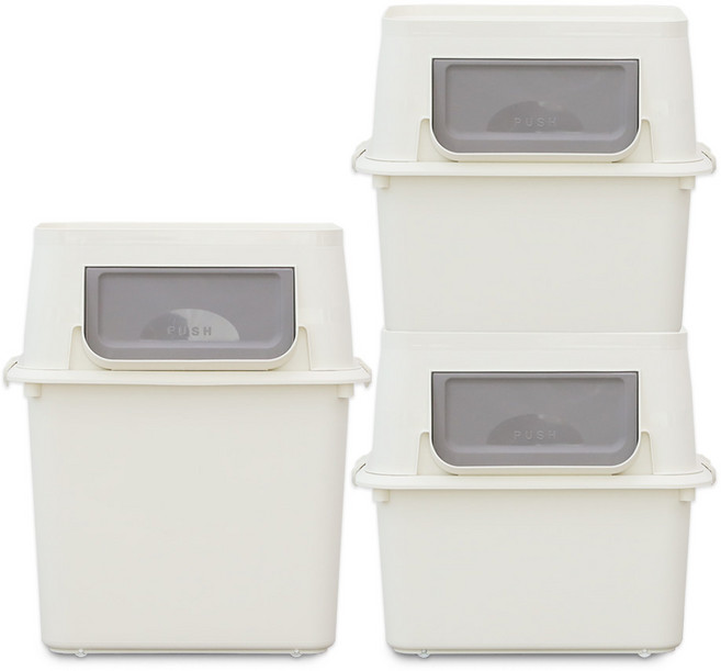 리빙스마일 탱크 분리수거함 중형 2p + 대형, 아이보리