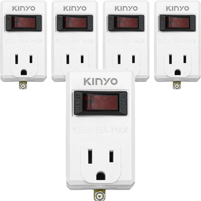 Kinyo 高負載1開單插分接器 CGR-31, 78mm, 白色, 5個