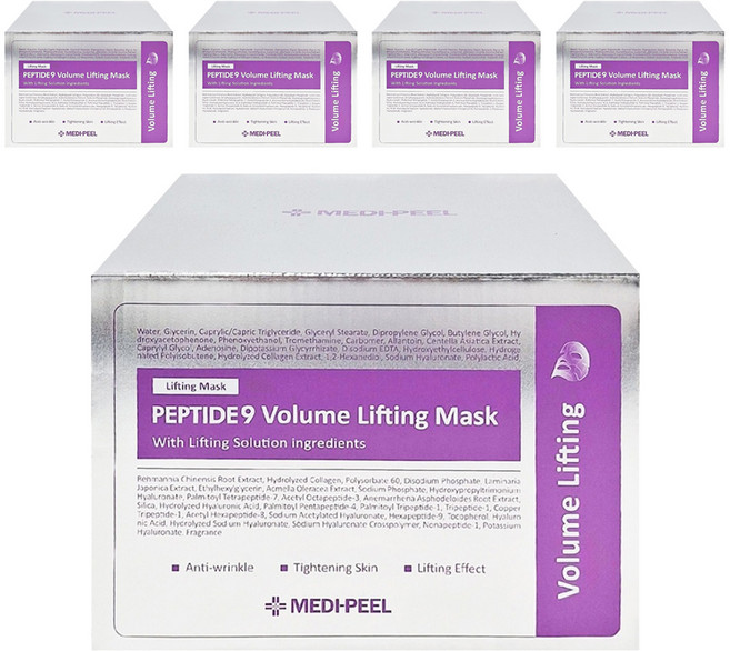 MEDIPEEL 美蒂菲 台灣公司貨 九胜肽緊緻面膜 25ml, 50片, 5盒