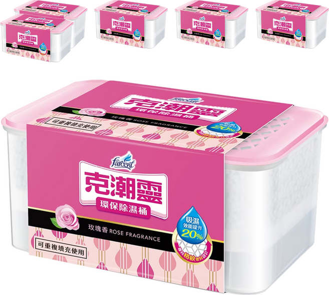 farcent 花仙子 克潮靈 環保除濕桶 玫瑰香, 350g, 6個