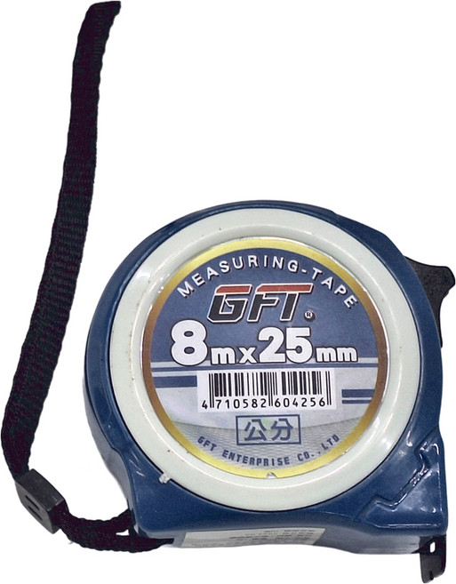 GFT 金富泰五金 捲尺 鐵心 附檔 公分 8mx25mm, 1個