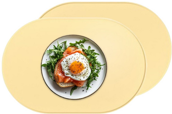 쏭킴 세척 편한 실리콘 테이블 매트, 옐로우, 39 x 26.5 cm, 2개