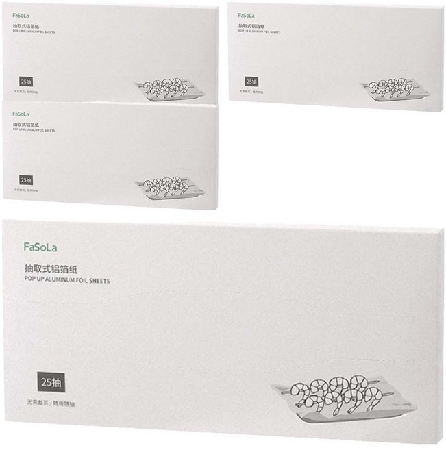 FaSoLa 食品用抽取式鋁箔紙 25抽, 30cm, 4盒