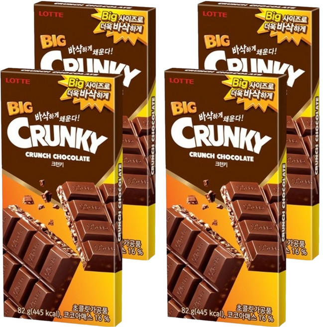 LOTTE 樂天 大塊脆心巧克力, 82g, 4片