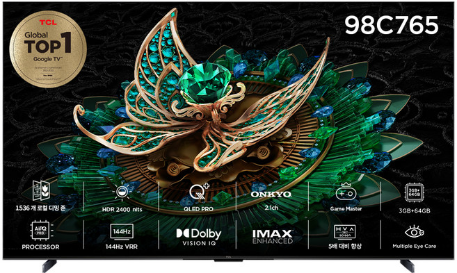 TCL 4K UHD LED QD Mini 스마트TV, 247.7cm(98인치), 98C765, 스탠드형, 방문설치