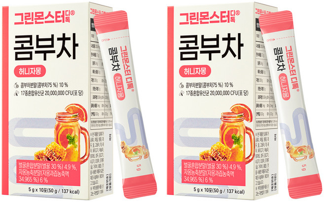 그린몬스터 디톡 허니자몽 콤부차, 5g, 10개입, 2개