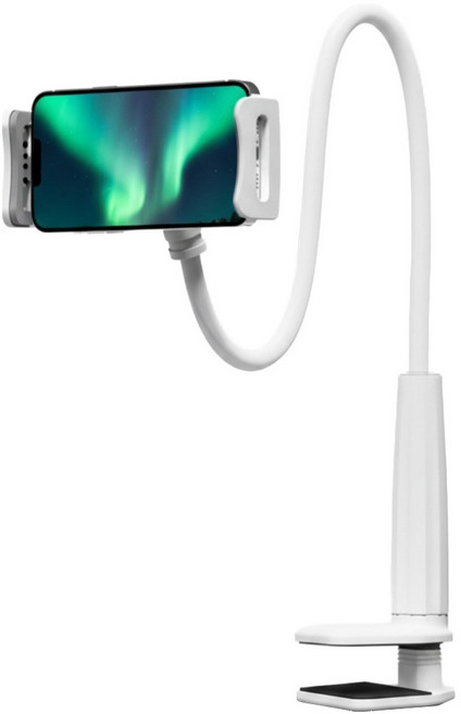 고정이 잘되는 침대 휴대폰 자바라 거치대 80cm, 화이트, 1개