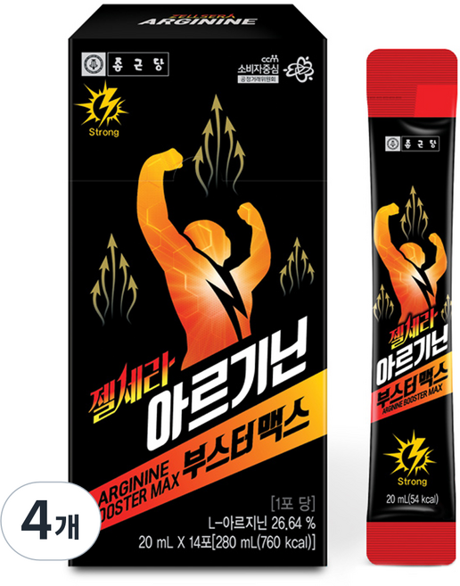 종근당 젤세라 아르기닌 부스터맥스 14p, 280ml, 4개