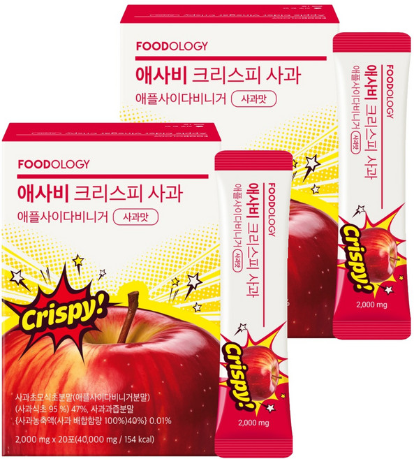 푸드올로지 초모 애사비 크리스피 사과맛, 40g, 2개