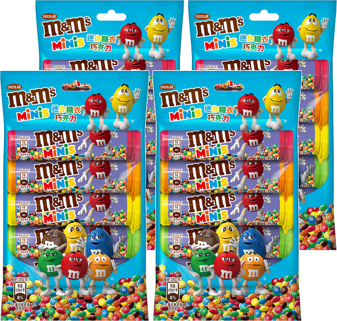 m&m's 迷你糖衣巧克力 牛奶口味, 175g, 4袋
