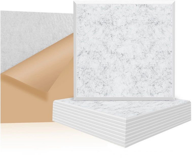 Delirium 隔音多種顏色玄關門隔音吸音材 300 x 300 x 9 mm, 白色, 24個