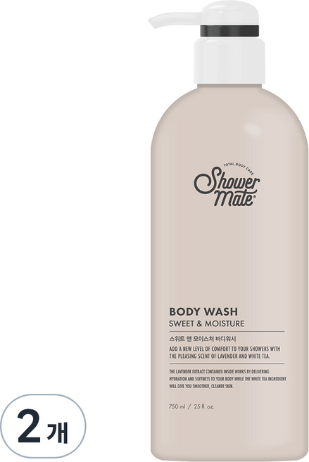 Shower mate 甜甜滋潤沐浴露 薰衣草白茶香, 750ml, 2瓶