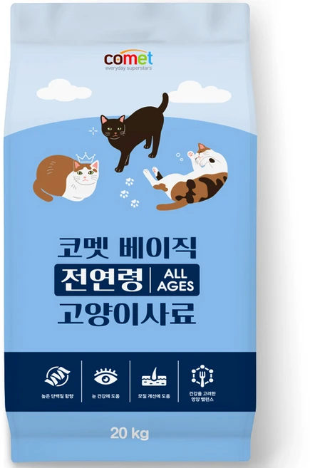 코멧 베이직 전연령 고양이 사료, 20kg, 1개, 닭 - 쿠팡