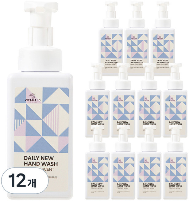 비타할로 데일리뉴 핸드워시 파우더향, 490ml, 12개