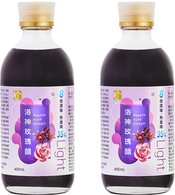 百家珍 Light 果醋 洛神玫瑰醋, 400ml, 2瓶