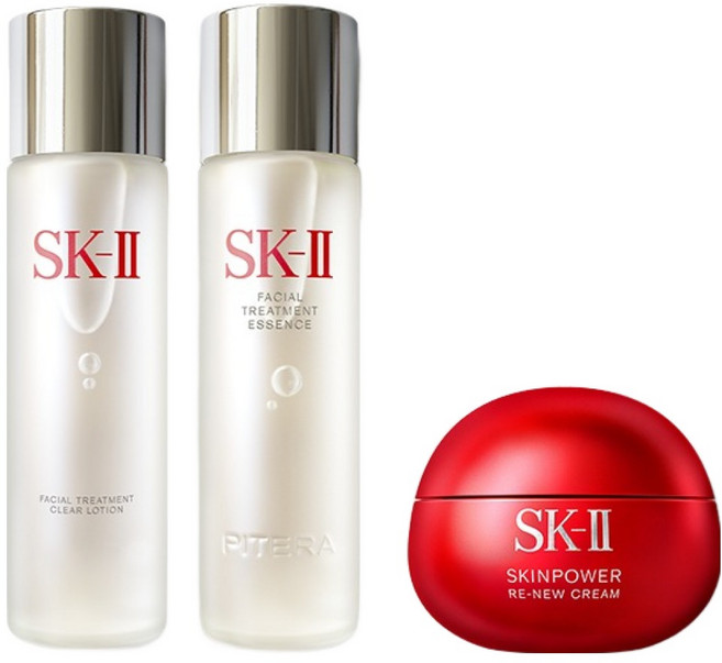 에스케이투 페이셜 트리트먼트 에센스 230ml + 클리어 로션 230ml + 스킨파워 리뉴 크림 80g, 1세트