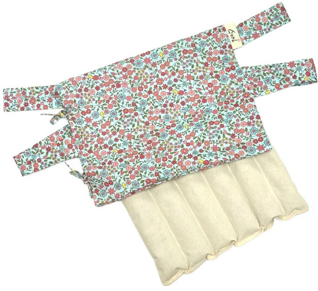 수미인 팥찜질팩 + 주머니 세트 중형 블루플라워, 1세트