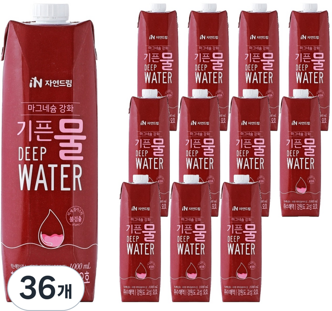 기픈물 자연드림 마그네슘 강화 종이팩 해양심층수, 1L, 36개