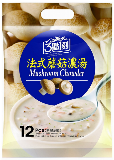 3點1刻 法式蘑菇濃湯 12包入, 216g, 1袋