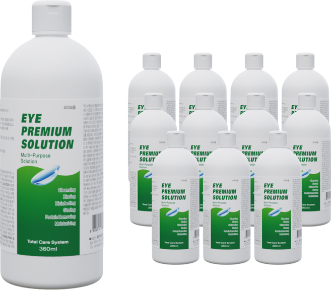 휴먼바이오 아이프리미엄 솔루션 렌즈 세정액, 360ml, 12개