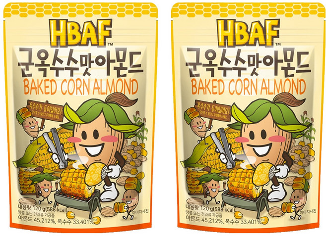 바프 군옥수수맛 아몬드, 120g, 2개
