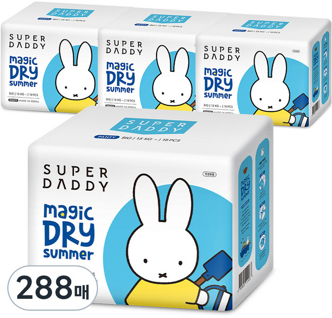 슈퍼대디 미피 썸머 팬티형 기저귀, 빅형(Big), 288매