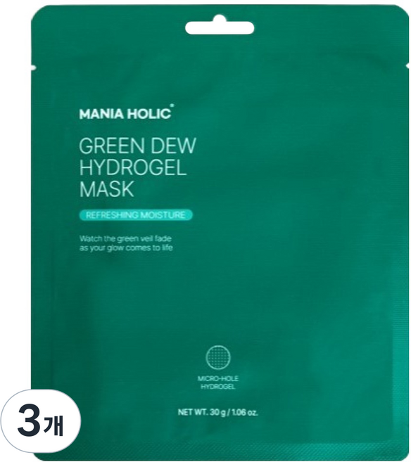 ManiaHolic Green Dew 水凝膠面膜, 3個, 1入