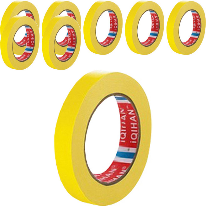 iQIHAN 칼라 마스킹테이프 노랑 15 mm x 20 m, 8개