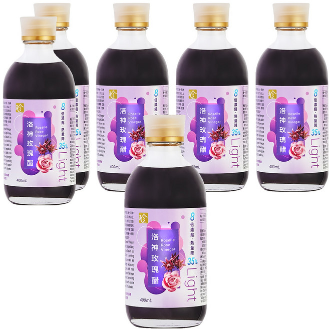 百家珍 Light 果醋 洛神玫瑰醋, 400ml, 6瓶