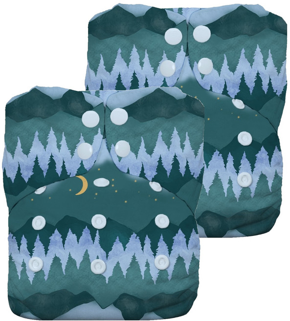 THIRSTIES 成長型一體式 AIO布尿布 有機棉 壓扣 Mountain Twilight, 2件