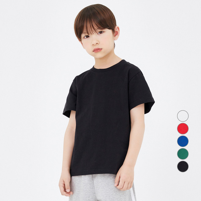 롤리트리 아동용 고밀도 도톰 반팔 기본 티셔츠