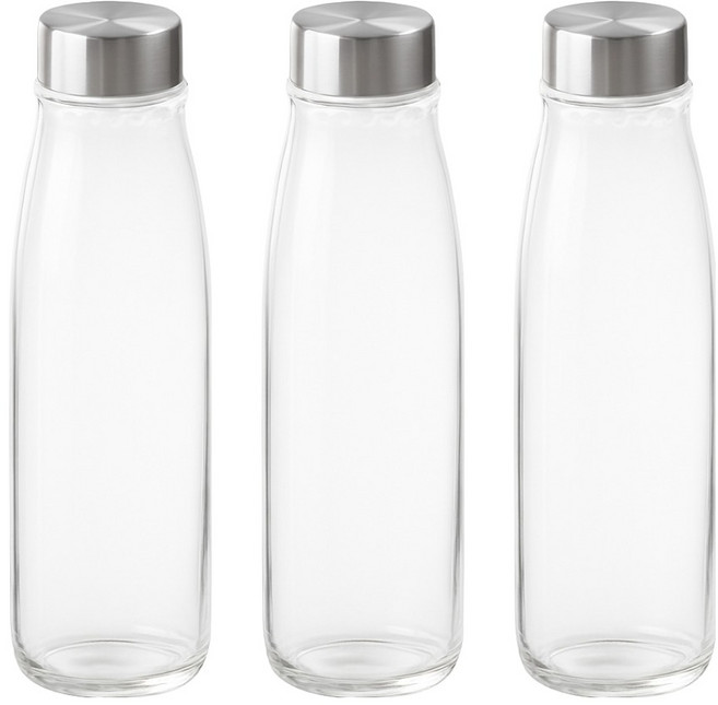 Nature Living Tritan 隨身水瓶, 透明色 + 不鏽鋼銀色, 1L, 3個